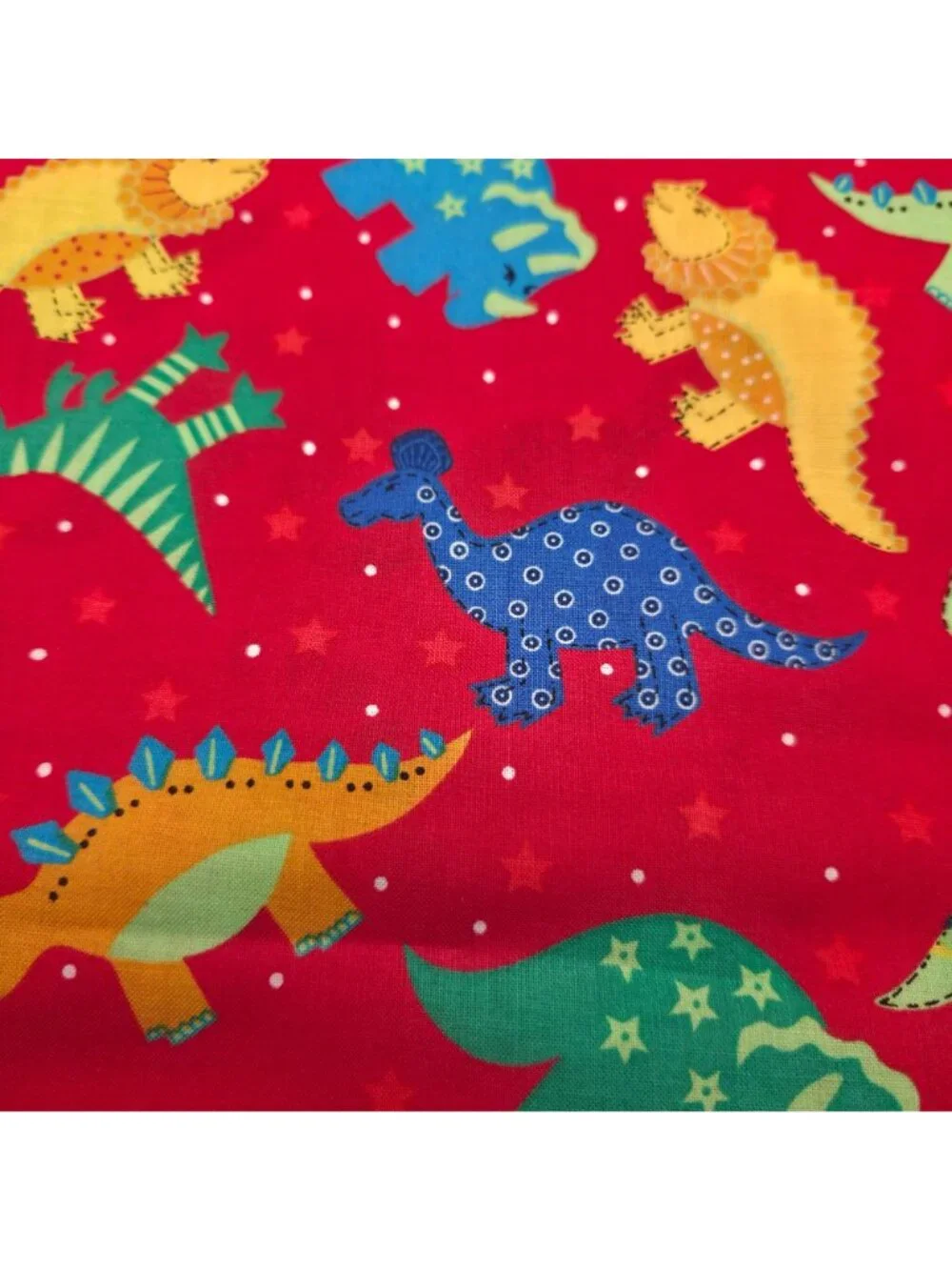 Vintage Marcus Brothers Textiles Dinotroll Fabric Red Dinosaurs Cotton OOP 1 Yd